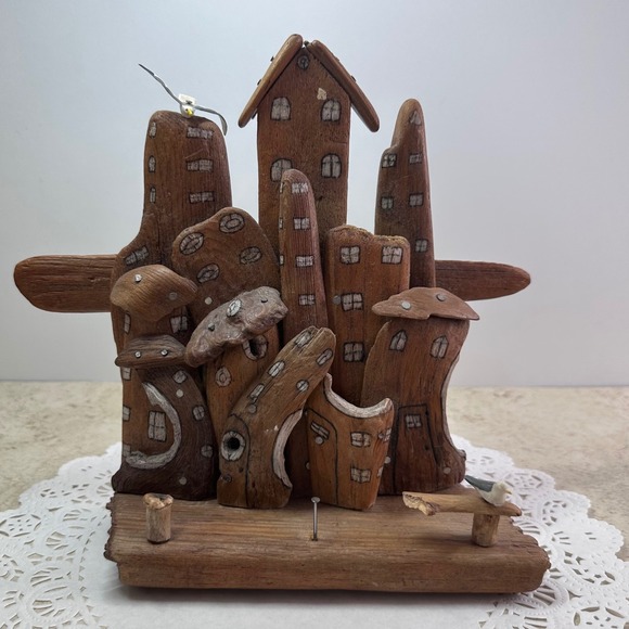 Nature's Gems Other - Nature's Gems Driftwood Miniature Sculpture C. Wilcot Brown Vintage Coastal Art